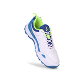SG CLUB 6.0 Cricket Shoe: Classic White With Royal Blue And Lime Accents